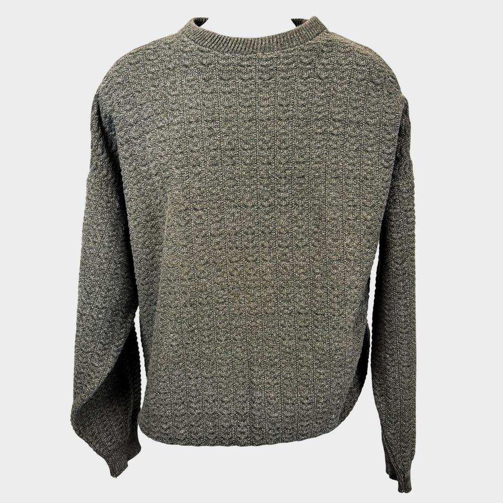 Vintage Bill Blass Mens 2X Olive Green Textured Sweater USA Hand Framed Knit
